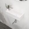 Rectangle Wall Mount Bathroom Sink With Single Faucet Hole, Stain Resistant - White - Image 2