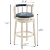 29.5'' Leather Wooden Bar Stool - Cream / Blue - Image 6
