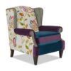 Anya - Boho Chic Wingback Accent Arm Chair - Floral / Leopard / Blue Teal / Purple - Image 9