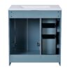 Bathroom Vanity With Ceramic Sink Combo, Frame Bathroom Storage Cabinet, Freestanding Vanity Set With 3 Drawers & Soft Closing Doors - Indigo - Image 15