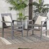 Modern 2 Piece Chevron Patio Chairs - Gray Wash - Image 5