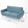 Mid Century Modern Loveseat Sofa With Button Tufted Backrest - Blue - Image 3