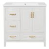 Elegant Freestanding Bathroom Vanity With Sink, Soft Closing Cabinet & Drawers - White - Image 11