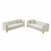 3 And 3 Seater Deep Seat Sofa With Button Nailhead And Square Arm Design - Beige - Image 5
