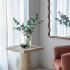 Square Side Table With Pedestal Base - Cream - Image 7