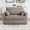 Twin Size Sofa Bed Sleeper Sofa Loveseat With Foldable Mattress, Side Table, Storage Pocket & USB Ports - Gray Brown - Image 5