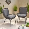 Outdoor Wicker Club Chair With Cushions (Set of 2) - Gray - Image 5