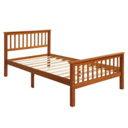 Twin Platform Bed With Headboard And Footboard - Oak