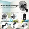 90 Degree 5 Speed Settings Wall Mount Fan Horizontal Oscillation Indoor / Outdoor Household Commercial - Black - Image 6