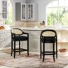 Americana - Mid-Century Modern Cane Back Counter Stool - Jet Black - Image 17