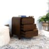 Lionel - Mid-Century Modern Nightstand 3 Drawer Bed Side Table - Brown - Image 8
