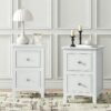 Modern Nightstand (Set of 2), Bed Side Table With 2 Drawers, End Side Table Double For Bedroom Living Room - White - Image 4