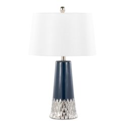 Penelope - Contemporary Table Lamp With Dark Blue / Silver / White