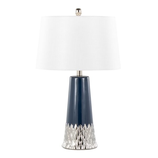 Penelope - Contemporary Table Lamp With Dark Blue / Silver / White