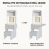 Contemporary Small Space Vanity Table Set With Adjustable Lighted Mirror And Storage Chair - White - Image 10
