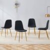 Luxury Simple Chair (Set of 4) Linen Cotton High Resilience Dining Chair With Metal en Legs - Black / Gold - Image 4