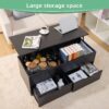 Lift-Top Coffee Table With Storage Center Tables Hidden Compartment & 2 Drawers, Sofa Table For Living Room - Black - Image 3