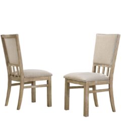 Brutus - Wide Contemporary Fabric Dining Chair (Set of 2) - Reclaimed Wheat