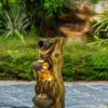 Decorative 3 Tier Tree Trunk Fountain With Lights And Pump - Brown - Image 5