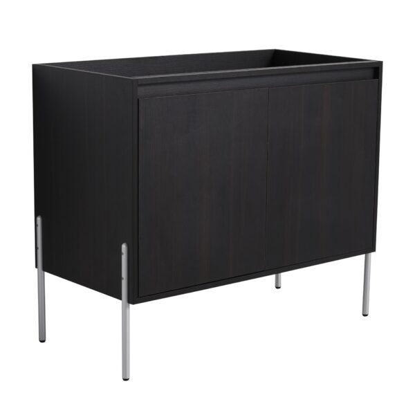 Minimalist Freestanding Bathroom Vanity With Storage Cabinet, Excluding Sink - Dark Oak