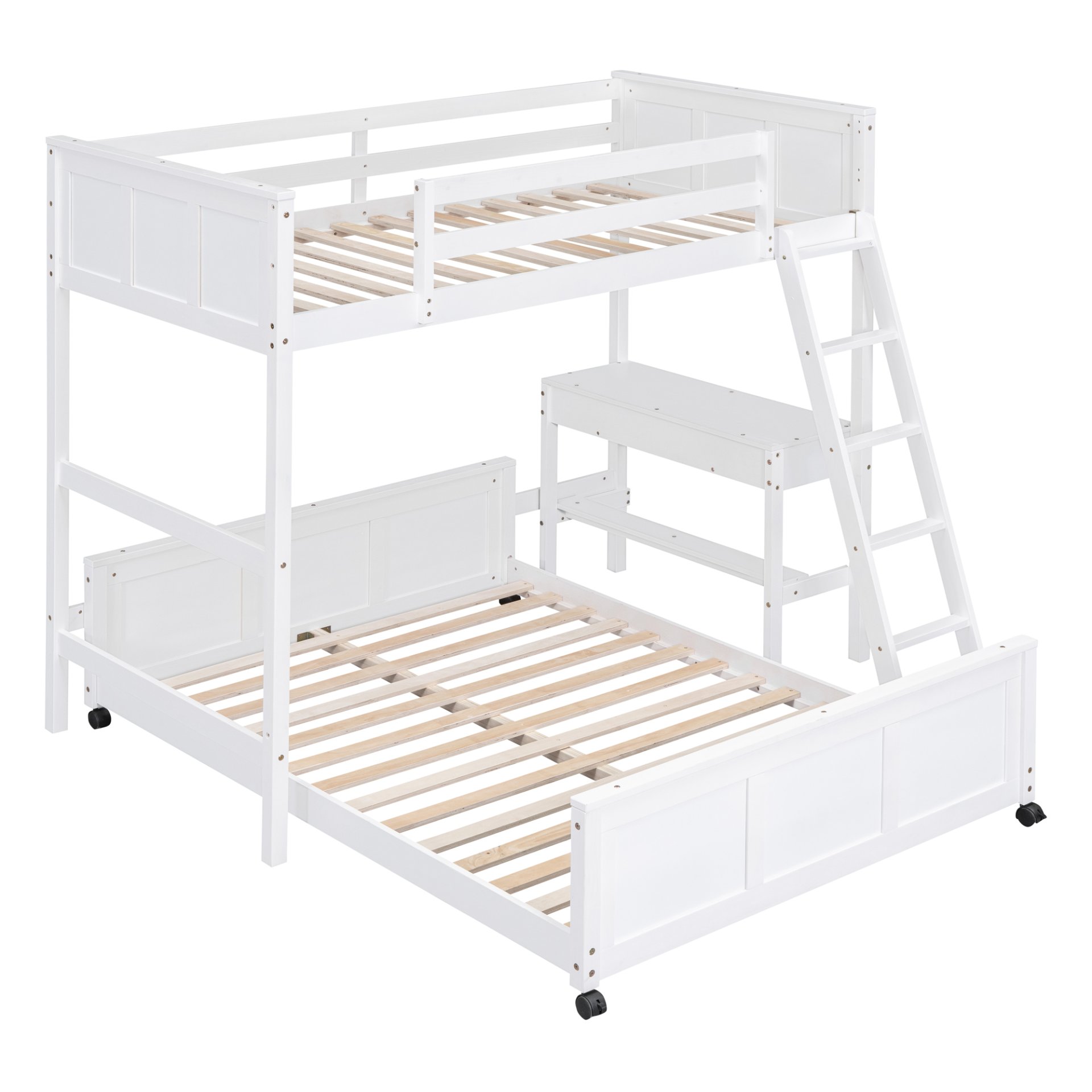 Twin Over Full Bunk Bed With Desk - White - Image 3