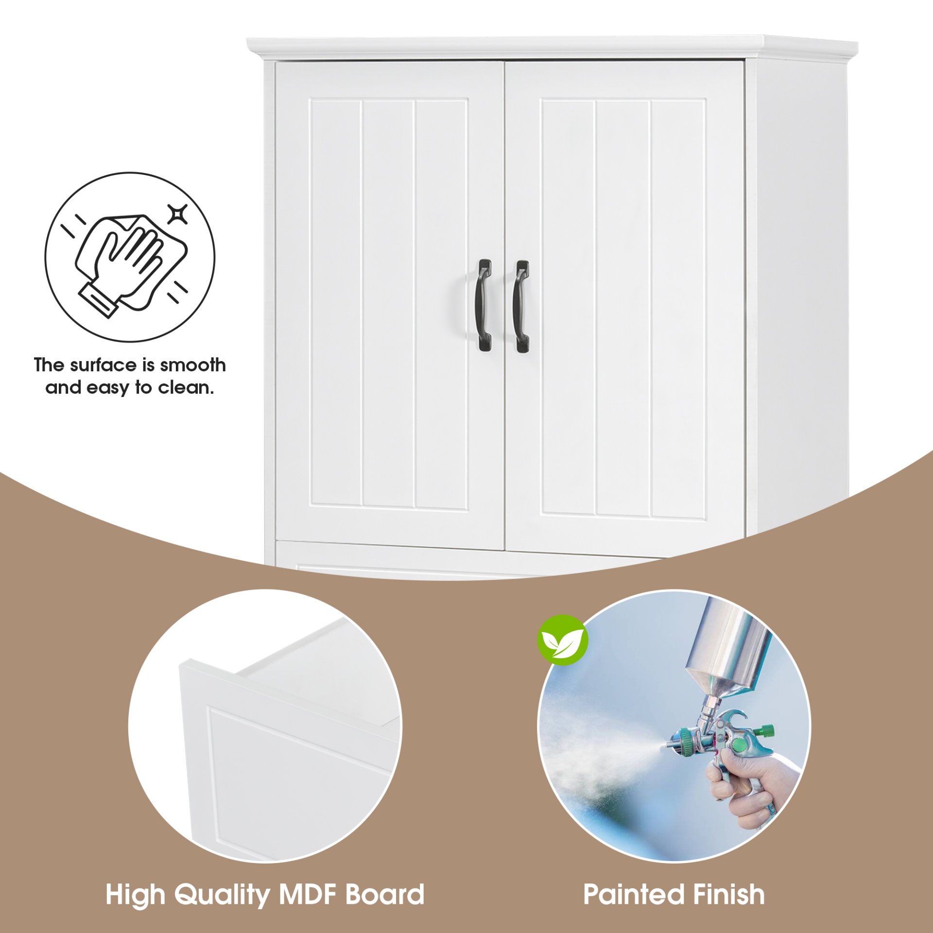 Modern Bathroom Storage Cabinet With 2 Laundry Baskets, 1 Drawer, Adjustable Shelf - White - Image 11