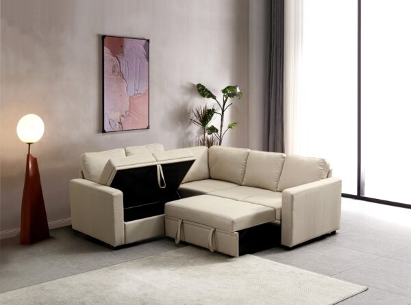 Sectional Sofa Bed - Beige