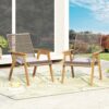 Acacia Wood Cape Woven Wicker Large Lounge Chair With Pillow For Patio, Deck, Yard, Lawn And Garden Seating Wicker (Set of 2) - Teak - Image 5