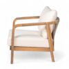 Outdoor Lounge Chair With Woven Backrest, Solid Wood Frame, Comfortable Cushions - Teak - Image 8