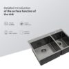 Double Bowl Kitchen Sink 16 Gauge 33" X 22" With 2 10" Deep Basins - Gunmetal Black - Image 6