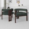 Modern Accent Chair Teddy Upholstered Armchair With Open Back 3 Legs Barrel Dining Chair Comfy Side Chair (Set of 2) - Emerald - Image 7