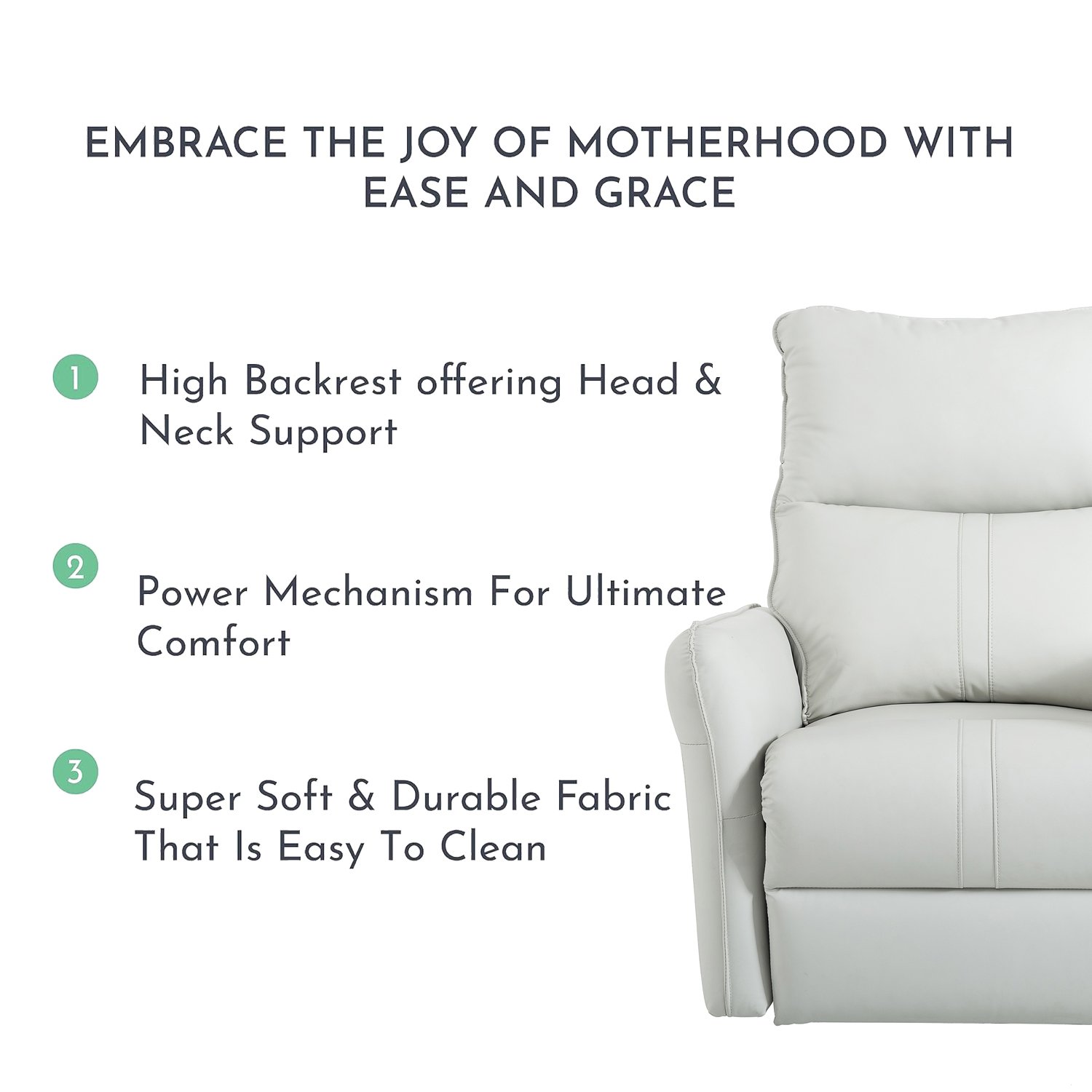 29.92" 270 Power Swivel Rocker Recliner Chair, Electric Glider Reclining Sofa With USB Ports, Power Swivel Glider, Rocking Chair Nursery Recliners For Living Room Bedroom - Light Gray - Image 5