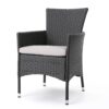 Dimensional Outdoor Dining Chair With Cushion Seat And Iron Frame (Set of 2) - Gray - Image 5
