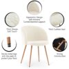 Adjust Legs Upholstered Teddy Faux Fur Dining Armrest Chair (Set of 2) - Off White - Image 4