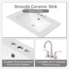 Solid Wood And 24" Bathroom Vanity With Sink, Deep Drawer, Door Shelf, 2 Tier Basket - White - Image 7
