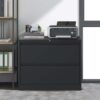 Modern 2 Drawer Steel Lateral File Cabinet With Lock For Legal / Letter / A4 / F4 Size - Black - Image 5
