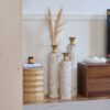 Floor Metal Vases Decorated Metal Vases (Set of 3) Gorgeous Home Decoration Large Glazed Metal Vases - White / Gold - Image 20