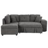 Convertible Sleeper, Sectional Pull Out Sofa Bed With Storage Ottoman, 2 Throw Pillows, 2 Stools, Wireless Charger And Two Hidden USB Ports For Living Room - Dark Gray - Image 18