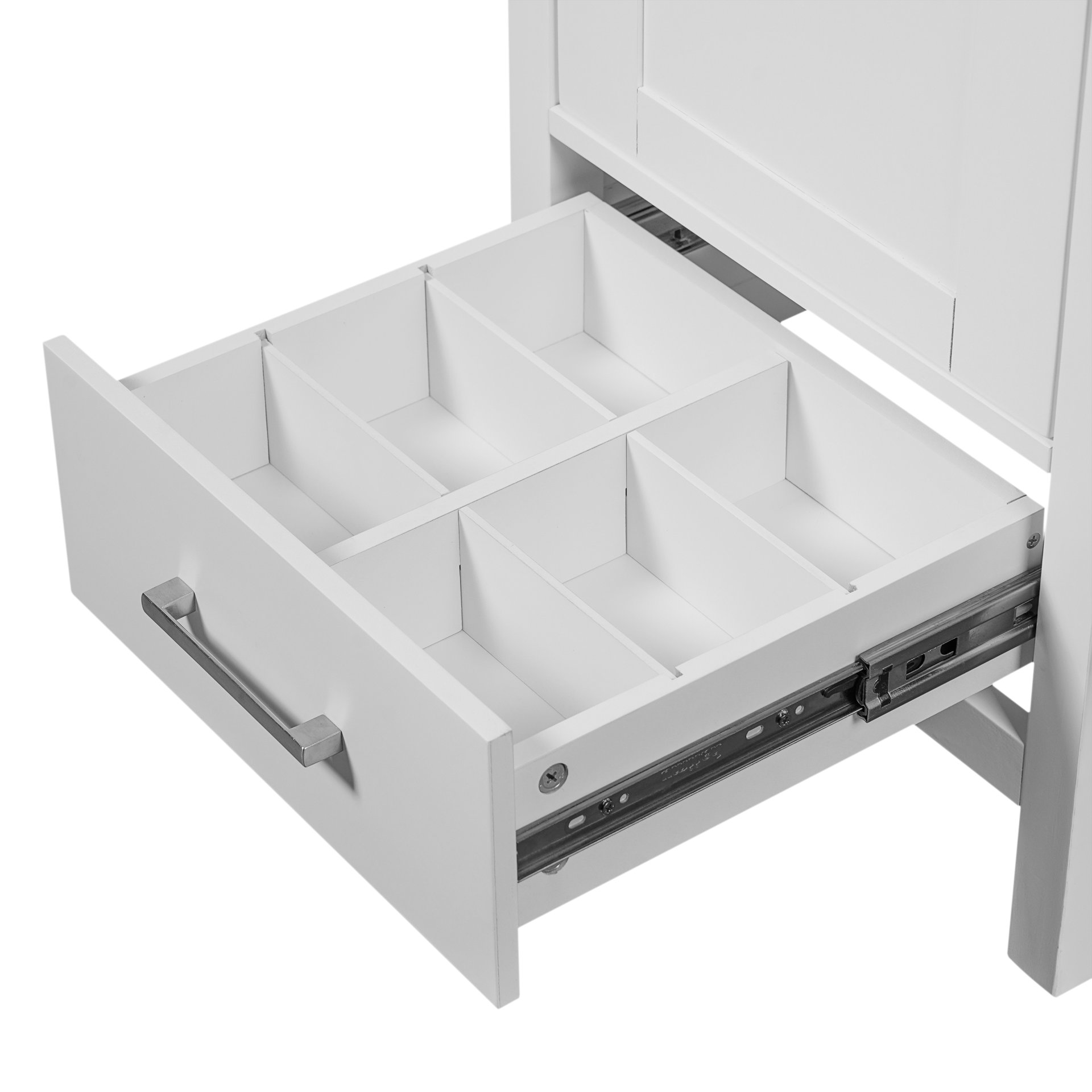 18" Bathroom Vanity With Sink, Soft Close Drawers, Door Organizer, Divider Drawer, Adjustable Foot Pads - White - Image 16