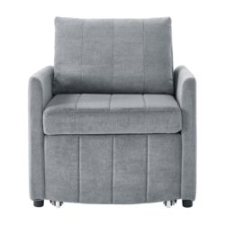 Upholstered Convertible Sleeper Sofa With Adjustable Backrest And Storage - Gray