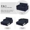 Loveseat Sofa Pull Out Sofa Bed Tufted Sleeper Sofa With An Adjustable Backrest, 3 USB Ports And 2 Lumbar Pillows For Living Room - Blue - Image 5