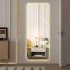 Wall Mounted Full Body Mirror With Dimming Lights Glass - Silver - Image 5