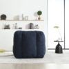 Modern Indoor Fluffy Bean Bag Chair With Memory Foam And Ottoman Super Soft Velvet - Blue - Image 9