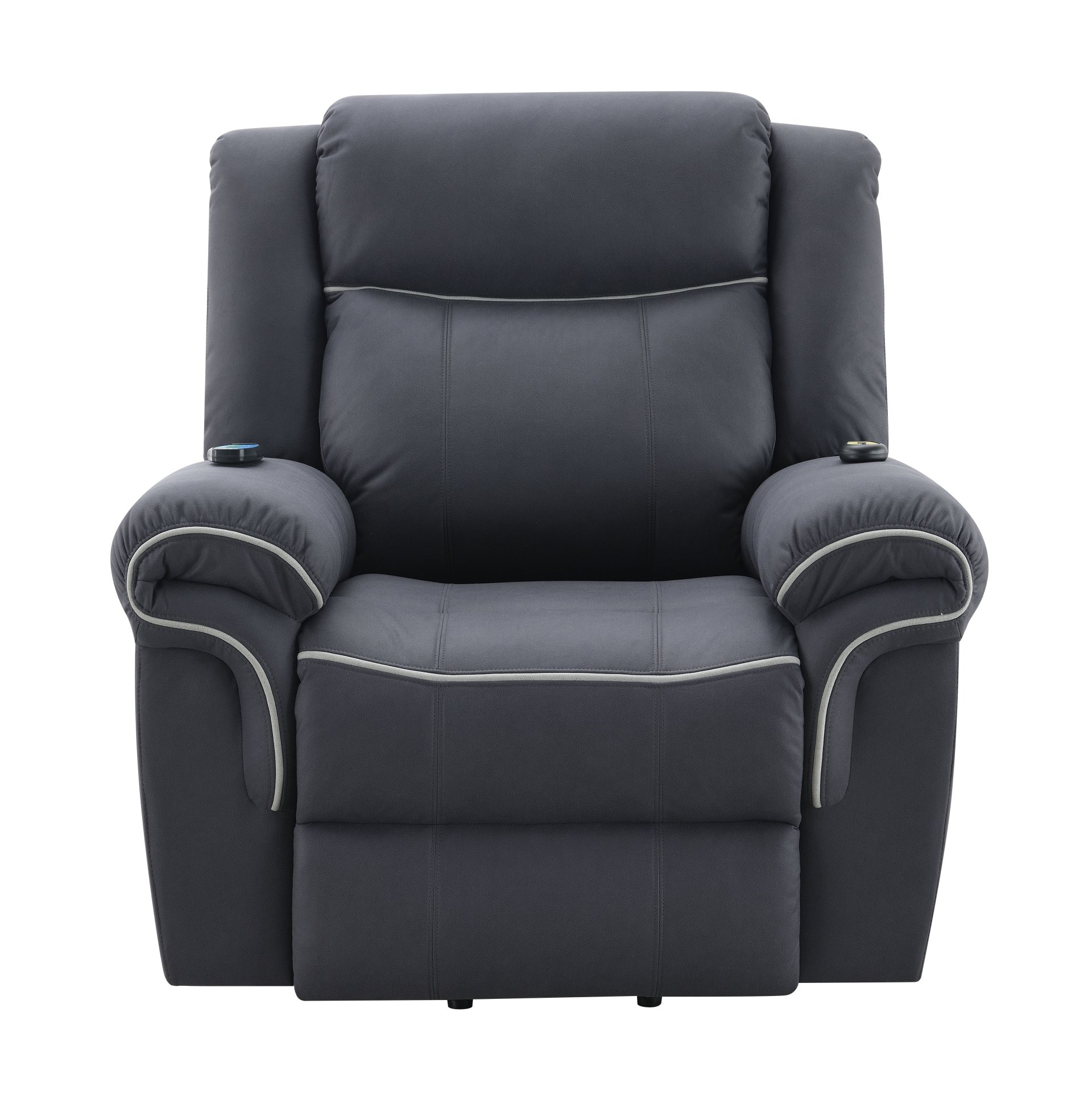 Domana - Polished Microfiber Power Nirion Recliner With Lift Heating Massage Chair - Dark Blue - Image 13