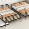 Full Long Over Queen Bunk Bed With Twin Size Trundle - Black - Image 17