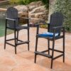 Outdoor Acacia Wood Adirondack Barstools (Set of 2) - Natural Stained - Dark Gray - Image 4