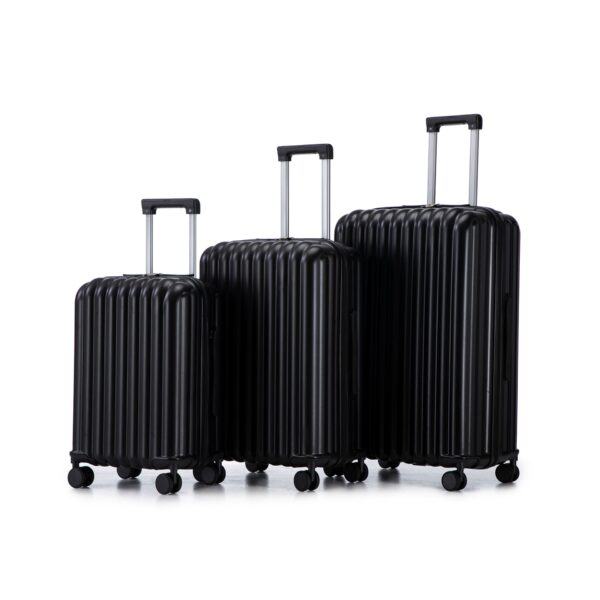 20" / 24" / 28" 3 Pieces / Set Spinner Wheel Luggage, Carry On Suitcase, With Cup Holder & USB Port & Phone Holder - Black