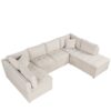Oversized Sectional Sofa U-Shaped Sofa Couch Pull-Out Sofa Bed With Two Throw Pillows For Living Room - Beige - Image 13