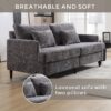 Mid Century Modern Chenille Fabric Loveseat Sofa, 2 Seat Upholstered Couch, Brown Wood Feet - Gray - Image 6