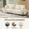 Comfortable Deep Seated Sofa With Pillows, Cloud Velvet Polyester - Beige - Image 5